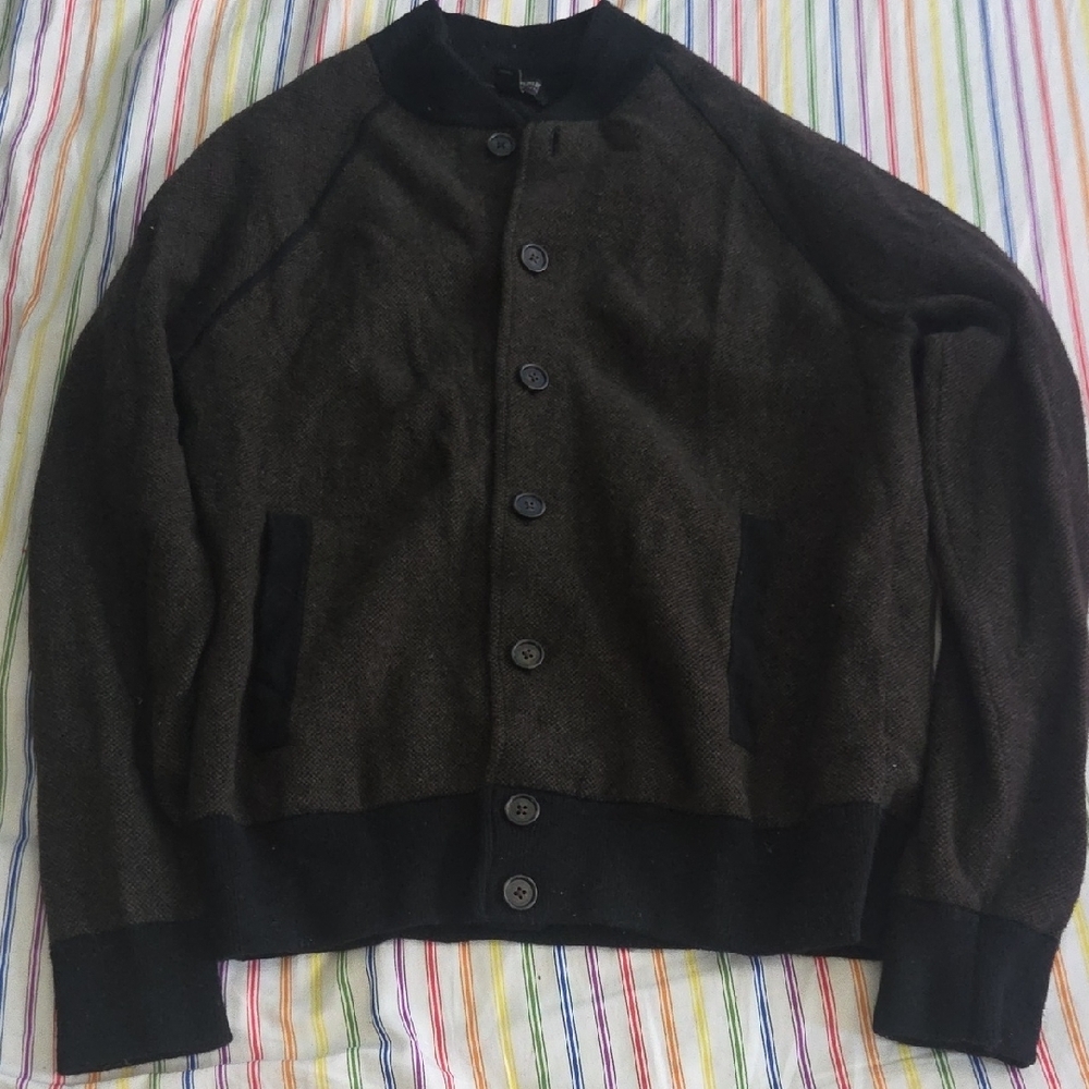 Banana Republic Men's Dark Brown and Black Bomber Jacket - Picture 3 of 14